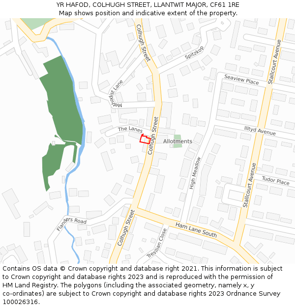 YR HAFOD, COLHUGH STREET, LLANTWIT MAJOR, CF61 1RE: Location map and indicative extent of plot
