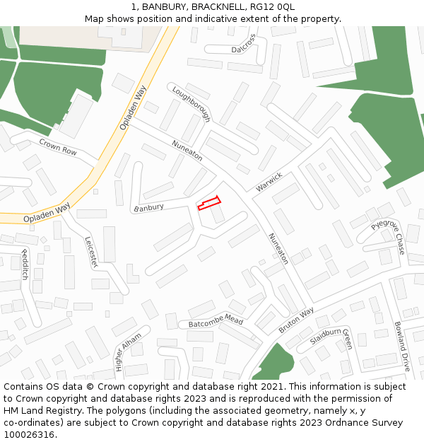 1, BANBURY, BRACKNELL, RG12 0QL: Location map and indicative extent of plot