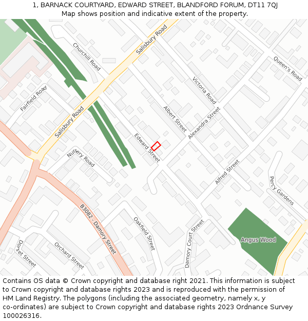 1, BARNACK COURTYARD, EDWARD STREET, BLANDFORD FORUM, DT11 7QJ: Location map and indicative extent of plot