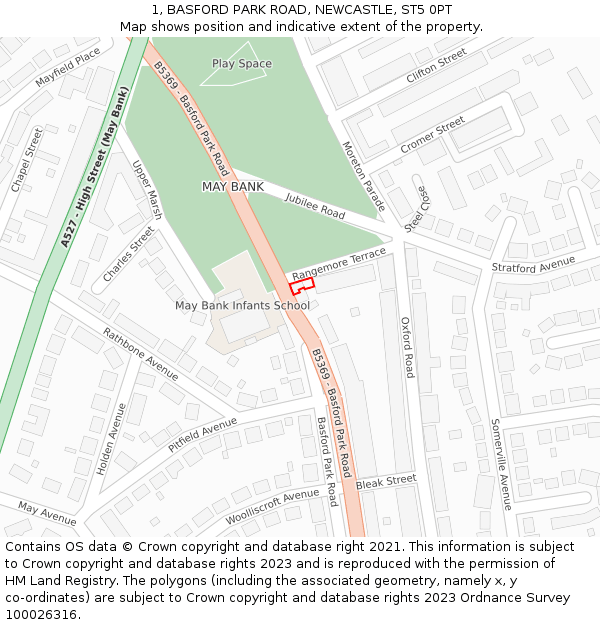 1, BASFORD PARK ROAD, NEWCASTLE, ST5 0PT: Location map and indicative extent of plot