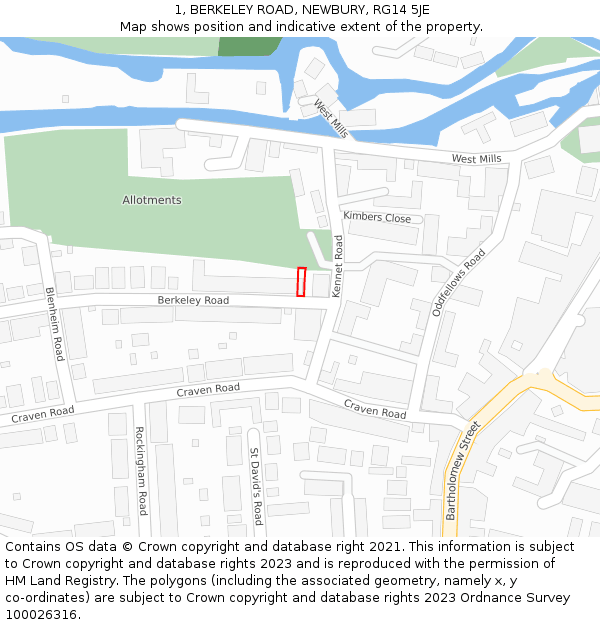 1, BERKELEY ROAD, NEWBURY, RG14 5JE: Location map and indicative extent of plot