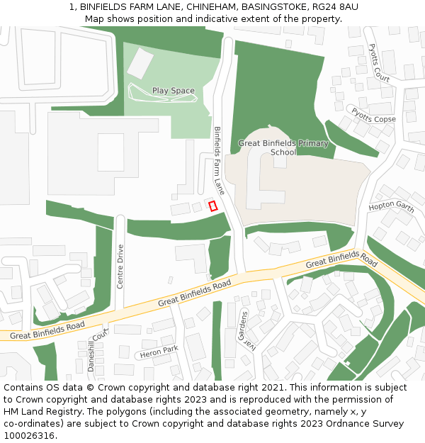 1, BINFIELDS FARM LANE, CHINEHAM, BASINGSTOKE, RG24 8AU: Location map and indicative extent of plot