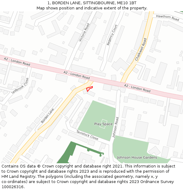 1, BORDEN LANE, SITTINGBOURNE, ME10 1BT: Location map and indicative extent of plot