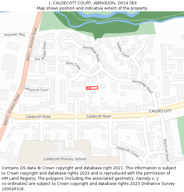1, CALDECOTT COURT, ABINGDON, OX14 5EX: Location map and indicative extent of plot