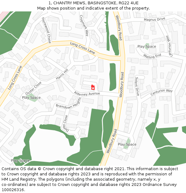1, CHANTRY MEWS, BASINGSTOKE, RG22 4UE: Location map and indicative extent of plot