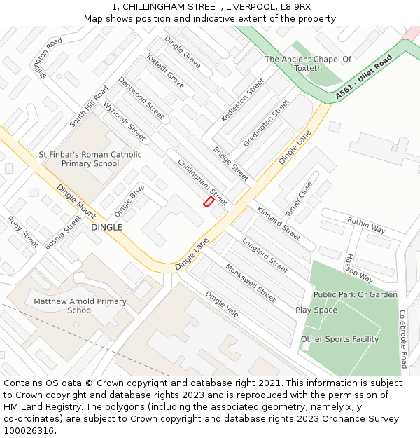 1, CHILLINGHAM STREET, LIVERPOOL, L8 9RX: Location map and indicative extent of plot
