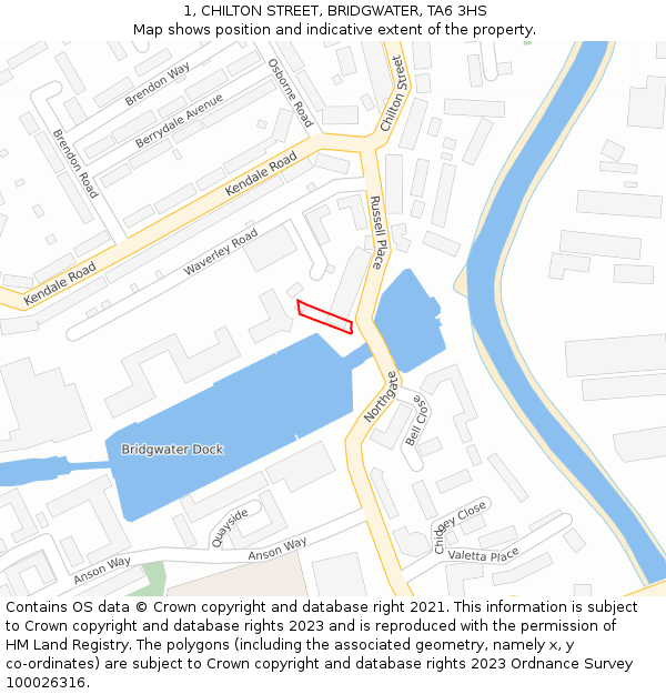 1, CHILTON STREET, BRIDGWATER, TA6 3HS: Location map and indicative extent of plot