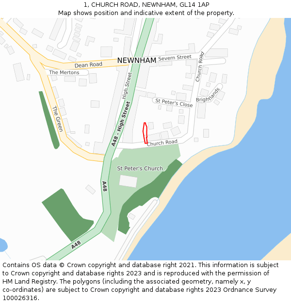 1, CHURCH ROAD, NEWNHAM, GL14 1AP: Location map and indicative extent of plot
