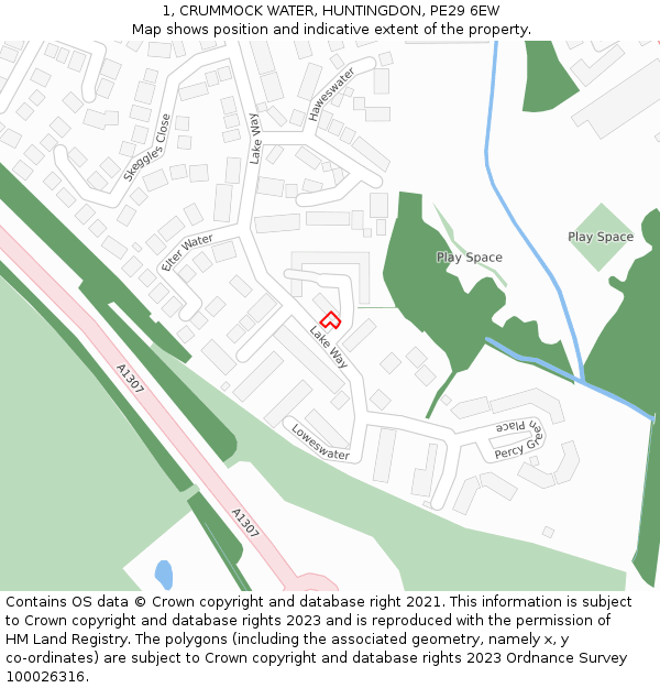1, CRUMMOCK WATER, HUNTINGDON, PE29 6EW: Location map and indicative extent of plot
