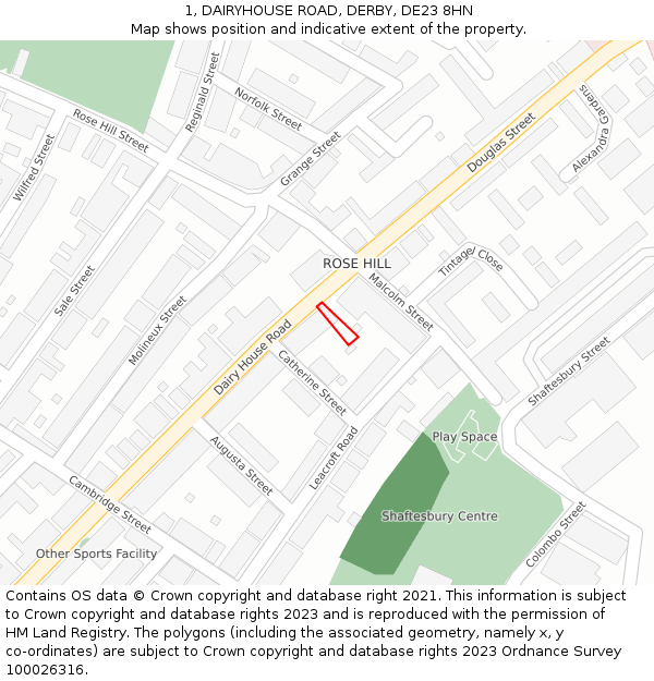 1, DAIRYHOUSE ROAD, DERBY, DE23 8HN: Location map and indicative extent of plot