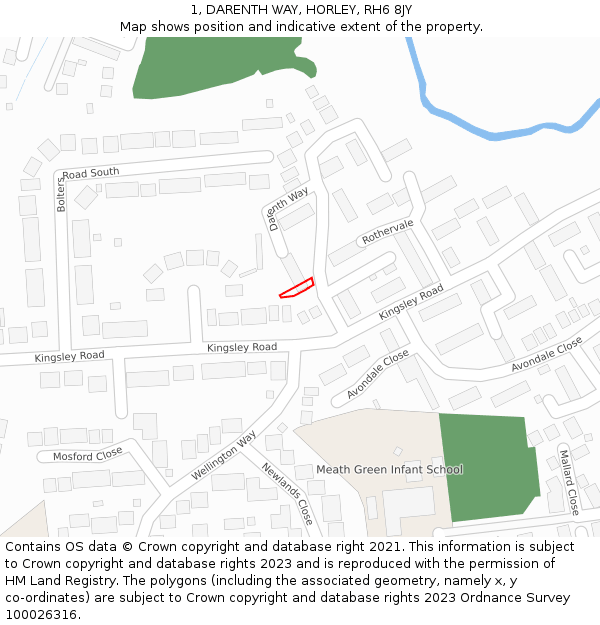 1, DARENTH WAY, HORLEY, RH6 8JY: Location map and indicative extent of plot