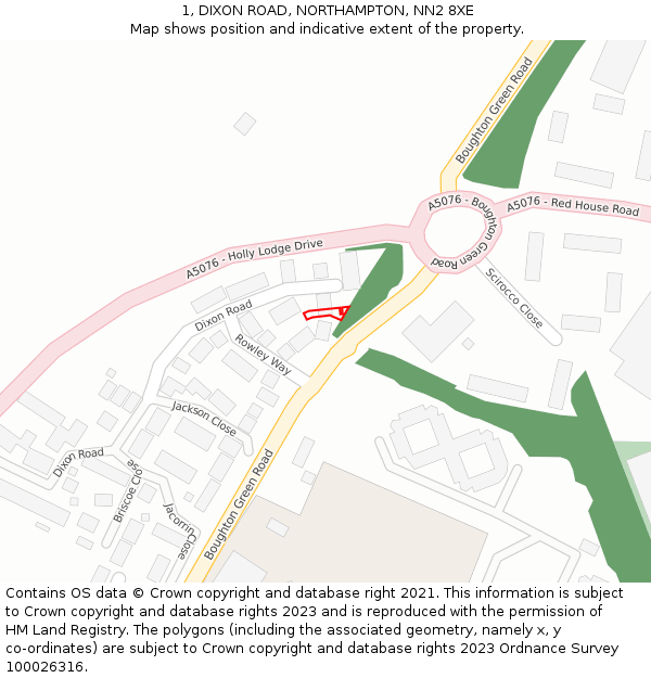 1, DIXON ROAD, NORTHAMPTON, NN2 8XE: Location map and indicative extent of plot
