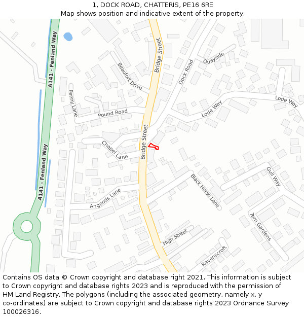 1, DOCK ROAD, CHATTERIS, PE16 6RE: Location map and indicative extent of plot