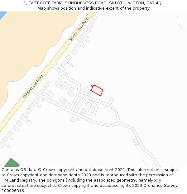 1, EAST COTE FARM, SKINBURNESS ROAD, SILLOTH, WIGTON, CA7 4QH: Location map and indicative extent of plot