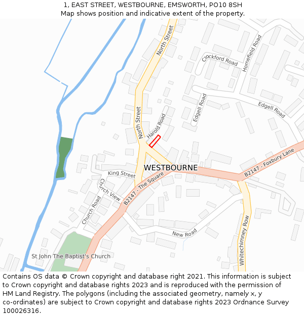1, EAST STREET, WESTBOURNE, EMSWORTH, PO10 8SH: Location map and indicative extent of plot