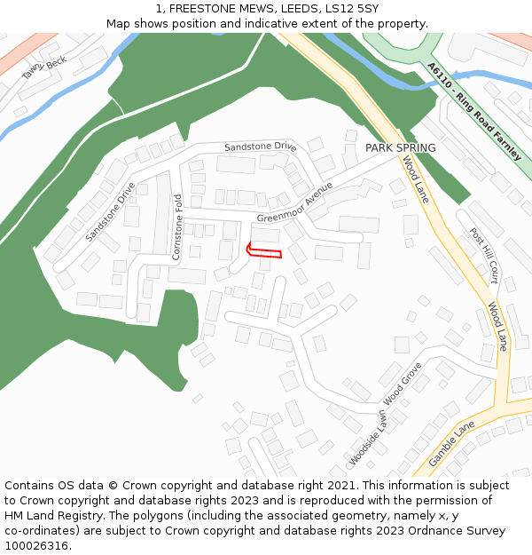 1, FREESTONE MEWS, LEEDS, LS12 5SY: Location map and indicative extent of plot
