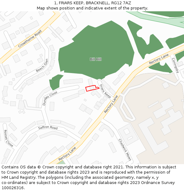1, FRIARS KEEP, BRACKNELL, RG12 7AZ: Location map and indicative extent of plot