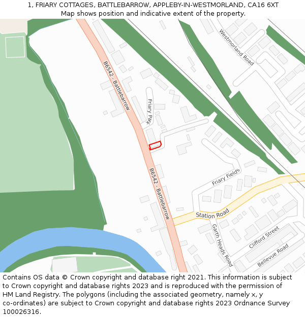 1, FRIARY COTTAGES, BATTLEBARROW, APPLEBY-IN-WESTMORLAND, CA16 6XT: Location map and indicative extent of plot