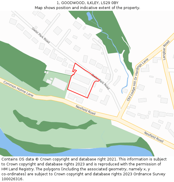 1, GOODWOOD, ILKLEY, LS29 0BY: Location map and indicative extent of plot