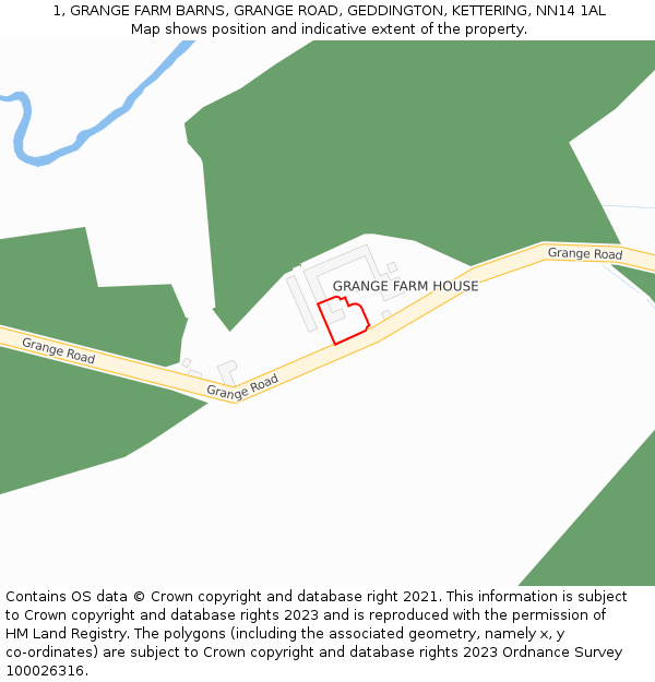 1, GRANGE FARM BARNS, GRANGE ROAD, GEDDINGTON, KETTERING, NN14 1AL: Location map and indicative extent of plot