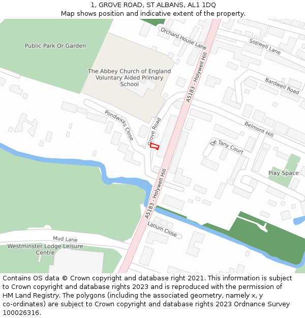 1, GROVE ROAD, ST ALBANS, AL1 1DQ: Location map and indicative extent of plot