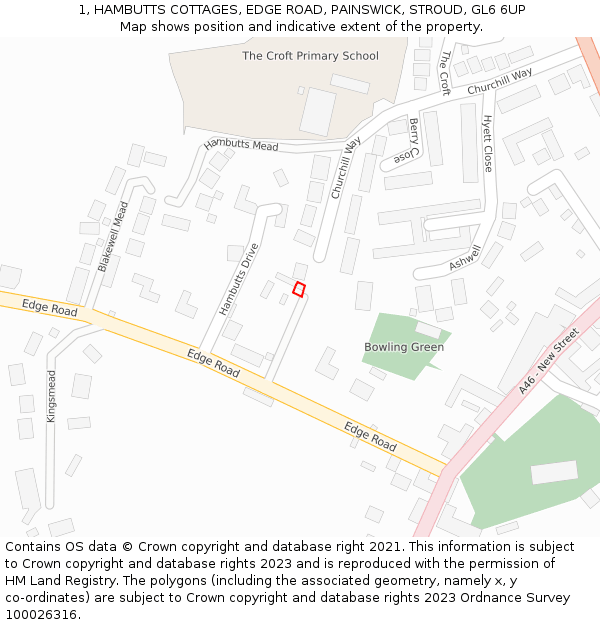 1, HAMBUTTS COTTAGES, EDGE ROAD, PAINSWICK, STROUD, GL6 6UP: Location map and indicative extent of plot