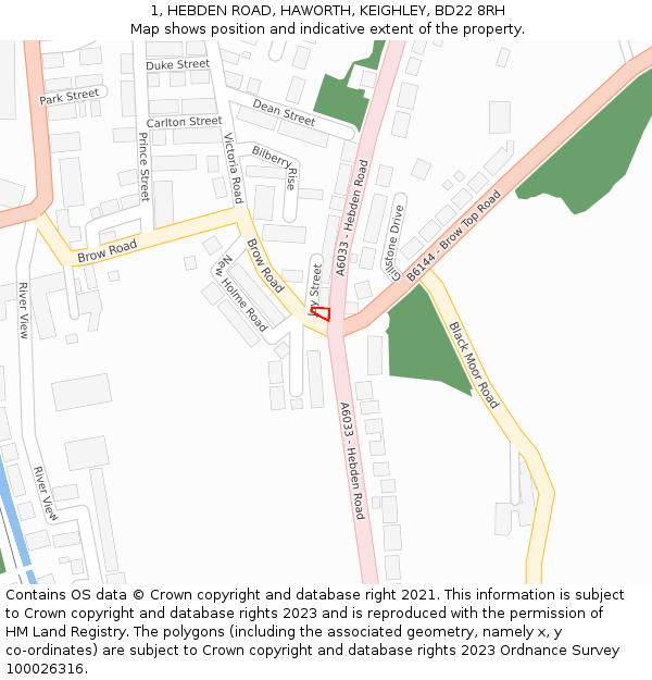 1, HEBDEN ROAD, HAWORTH, KEIGHLEY, BD22 8RH: Location map and indicative extent of plot