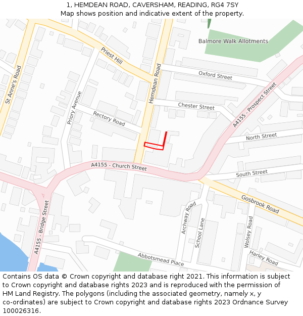 1, HEMDEAN ROAD, CAVERSHAM, READING, RG4 7SY: Location map and indicative extent of plot