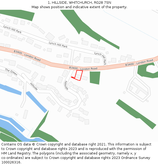 1, HILLSIDE, WHITCHURCH, RG28 7SN: Location map and indicative extent of plot