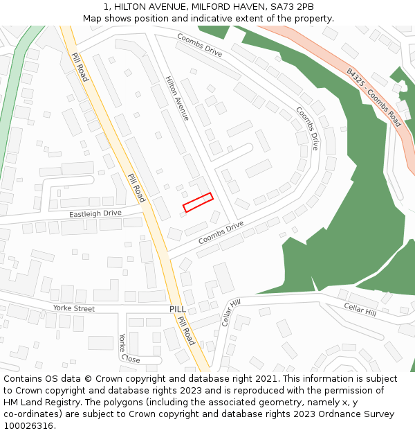 1, HILTON AVENUE, MILFORD HAVEN, SA73 2PB: Location map and indicative extent of plot