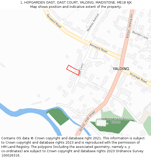 1, HOPGARDEN OAST, OAST COURT, YALDING, MAIDSTONE, ME18 6JX: Location map and indicative extent of plot