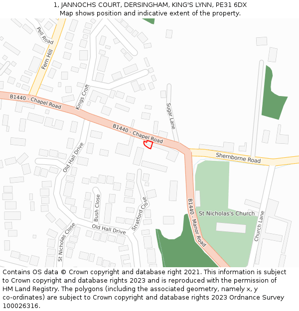 1, JANNOCHS COURT, DERSINGHAM, KING'S LYNN, PE31 6DX: Location map and indicative extent of plot
