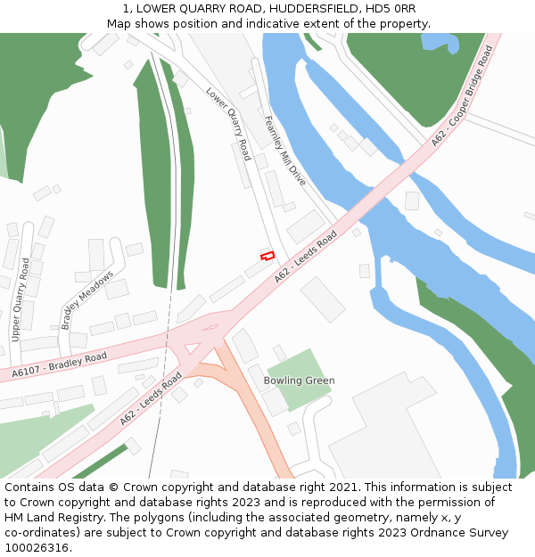 1, LOWER QUARRY ROAD, HUDDERSFIELD, HD5 0RR: Location map and indicative extent of plot