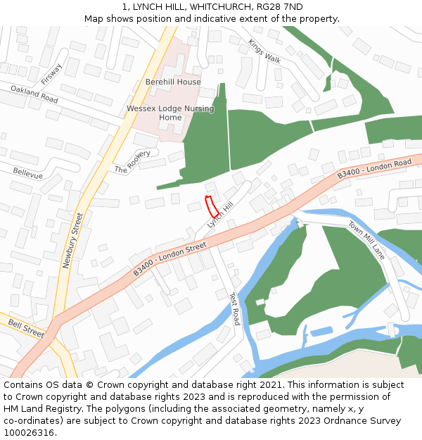 1, LYNCH HILL, WHITCHURCH, RG28 7ND: Location map and indicative extent of plot