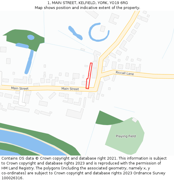 1, MAIN STREET, KELFIELD, YORK, YO19 6RG: Location map and indicative extent of plot