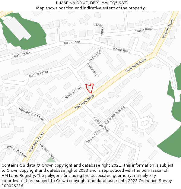 1, MARINA DRIVE, BRIXHAM, TQ5 9AZ: Location map and indicative extent of plot