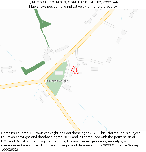 1, MEMORIAL COTTAGES, GOATHLAND, WHITBY, YO22 5AN: Location map and indicative extent of plot