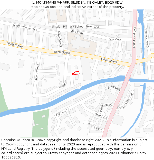 1, MONKMANS WHARF, SILSDEN, KEIGHLEY, BD20 0DW: Location map and indicative extent of plot
