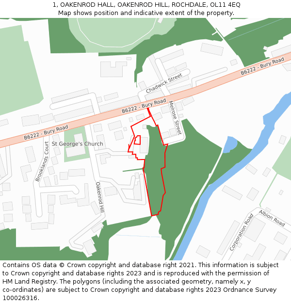 1, OAKENROD HALL, OAKENROD HILL, ROCHDALE, OL11 4EQ: Location map and indicative extent of plot