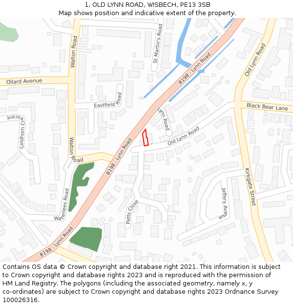1, OLD LYNN ROAD, WISBECH, PE13 3SB: Location map and indicative extent of plot