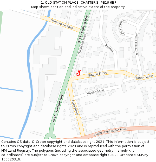 1, OLD STATION PLACE, CHATTERIS, PE16 6BF: Location map and indicative extent of plot