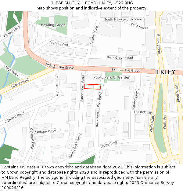 1, PARISH GHYLL ROAD, ILKLEY, LS29 9NG: Location map and indicative extent of plot