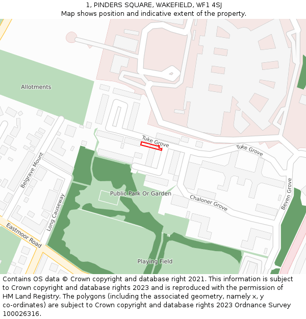 1, PINDERS SQUARE, WAKEFIELD, WF1 4SJ: Location map and indicative extent of plot