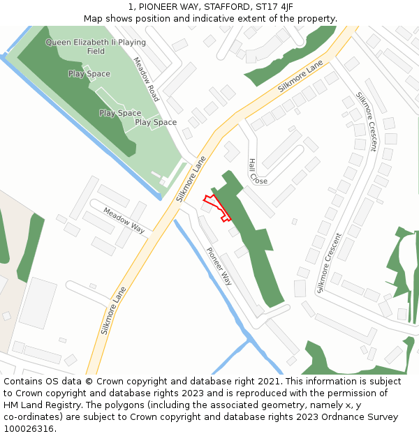 1, PIONEER WAY, STAFFORD, ST17 4JF: Location map and indicative extent of plot