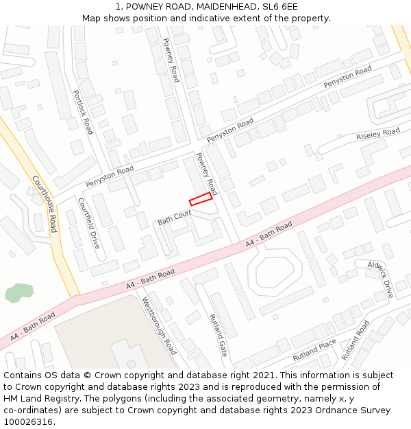 1, POWNEY ROAD, MAIDENHEAD, SL6 6EE: Location map and indicative extent of plot