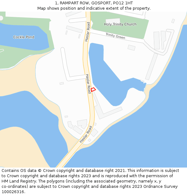 1, RAMPART ROW, GOSPORT, PO12 1HT: Location map and indicative extent of plot