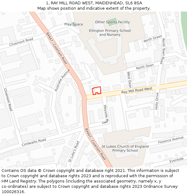 1, RAY MILL ROAD WEST, MAIDENHEAD, SL6 8SA: Location map and indicative extent of plot