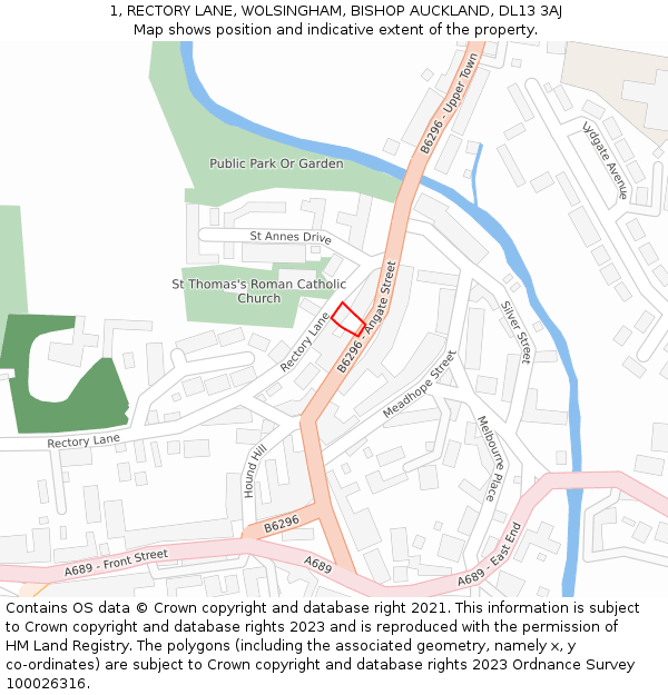 1, RECTORY LANE, WOLSINGHAM, BISHOP AUCKLAND, DL13 3AJ: Location map and indicative extent of plot