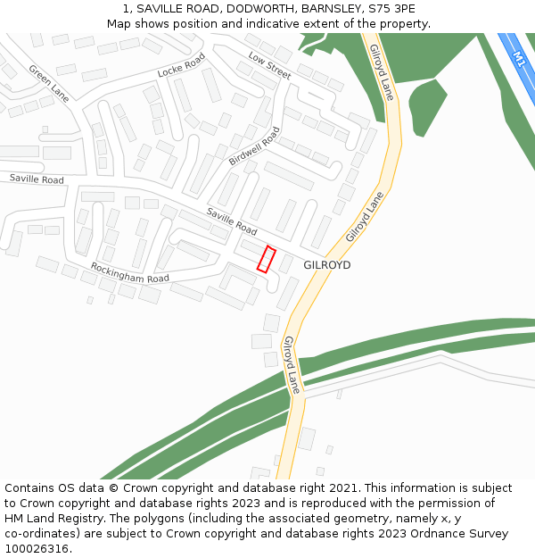1, SAVILLE ROAD, DODWORTH, BARNSLEY, S75 3PE: Location map and indicative extent of plot