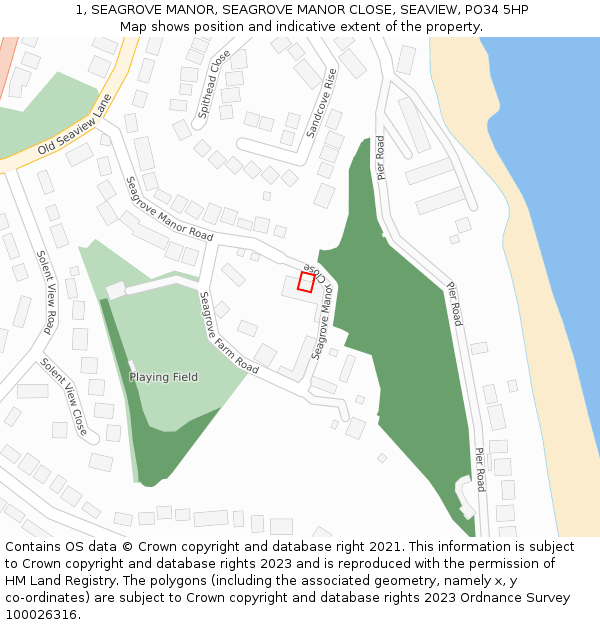 1, SEAGROVE MANOR, SEAGROVE MANOR CLOSE, SEAVIEW, PO34 5HP: Location map and indicative extent of plot